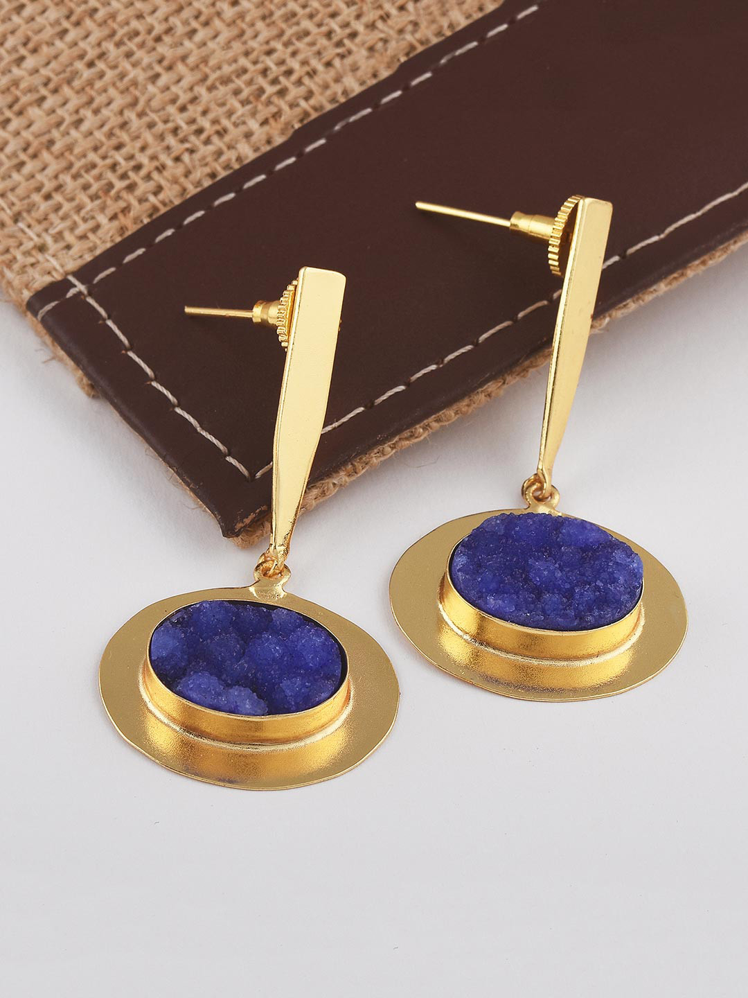 

Tistabene Blue Contemporary Gold-Plated Drop Earrings
