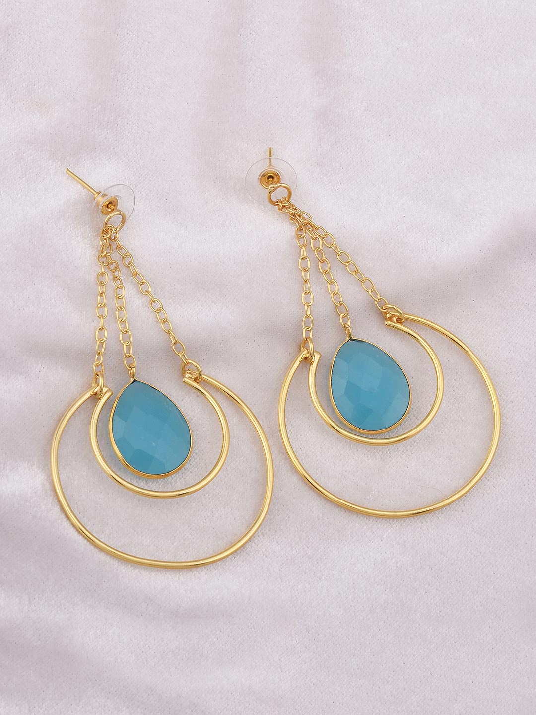 

Tistabene Blue Gold-Plated Contemporary Drop Earrings