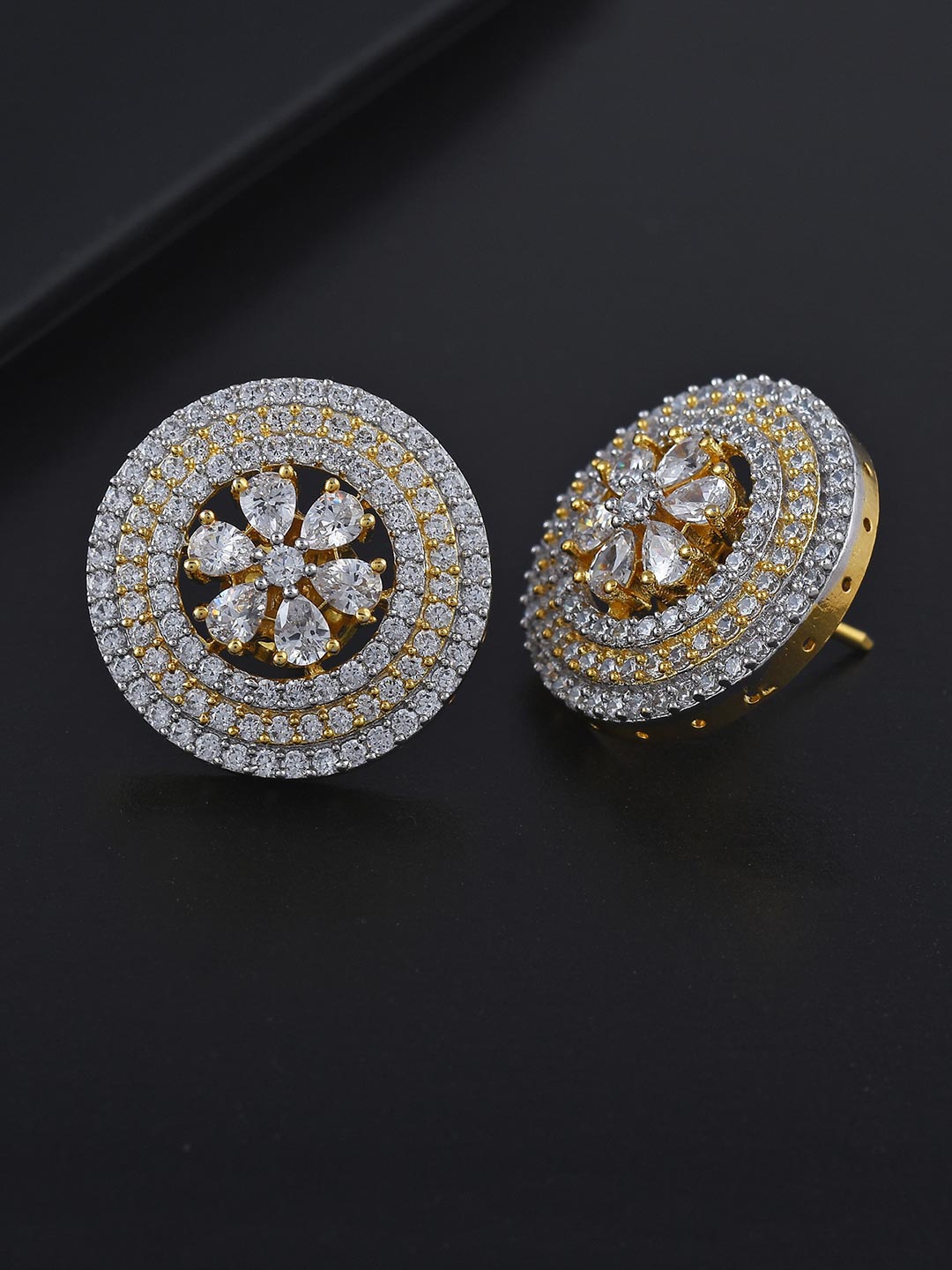

Tistabene White Contemporary American Diamonds Gold-Plated Studs Earrings