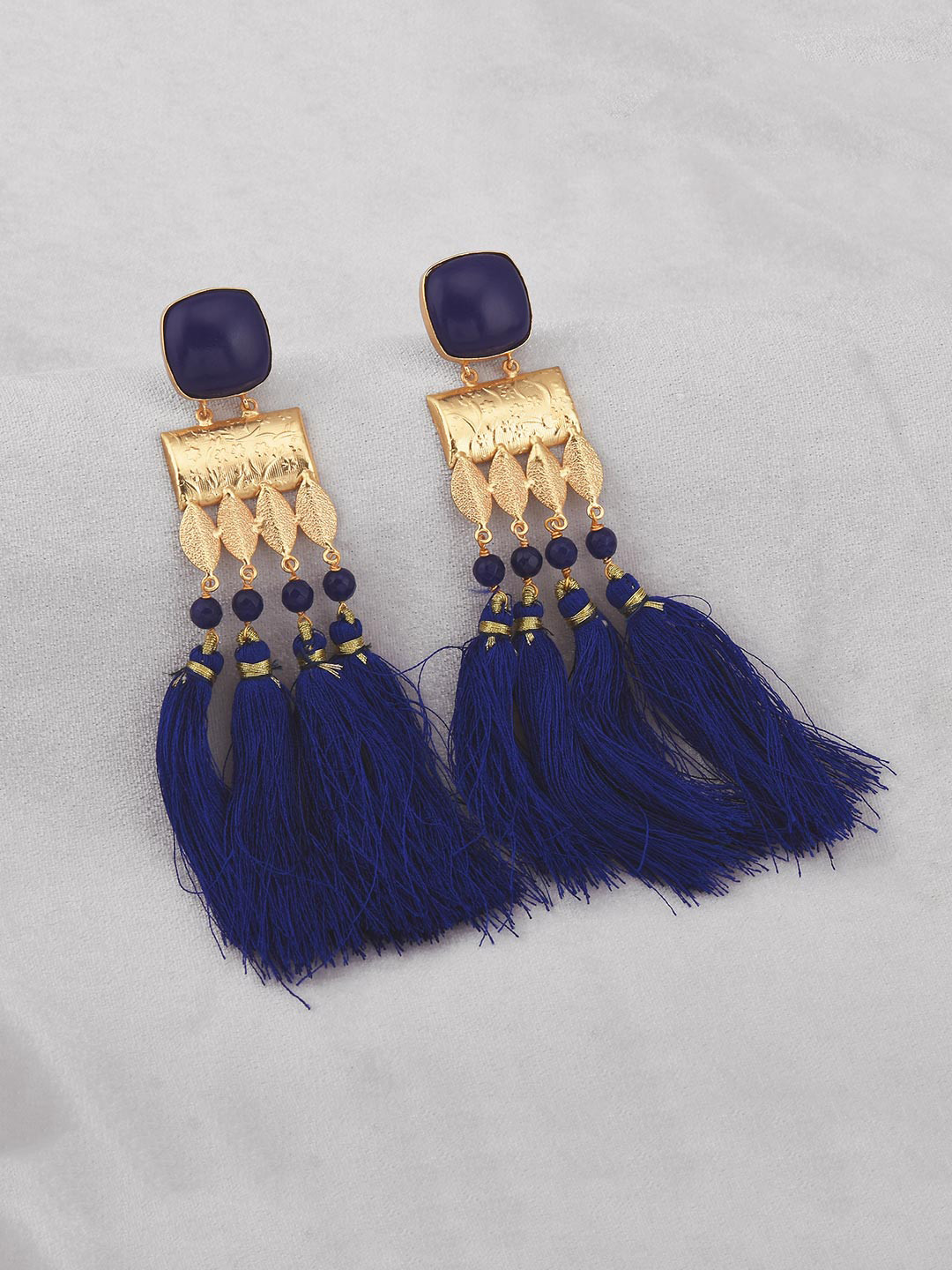 

Tistabene Blue Contemporary Gold-Plated Drop Earrings
