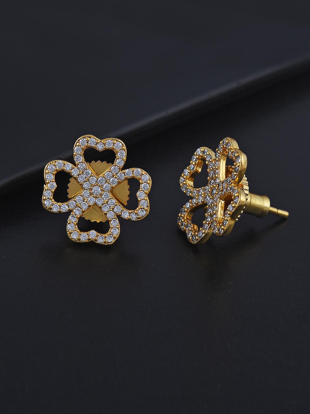 

Tistabene White Gold-Plated Floral Love Contemporary Studs Earrings