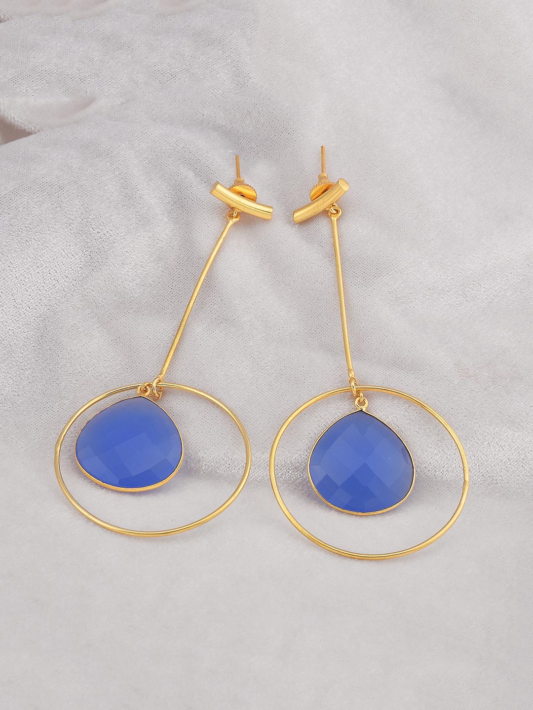 

Tistabene Blue Gold-Plated Contemporary Drop Earrings