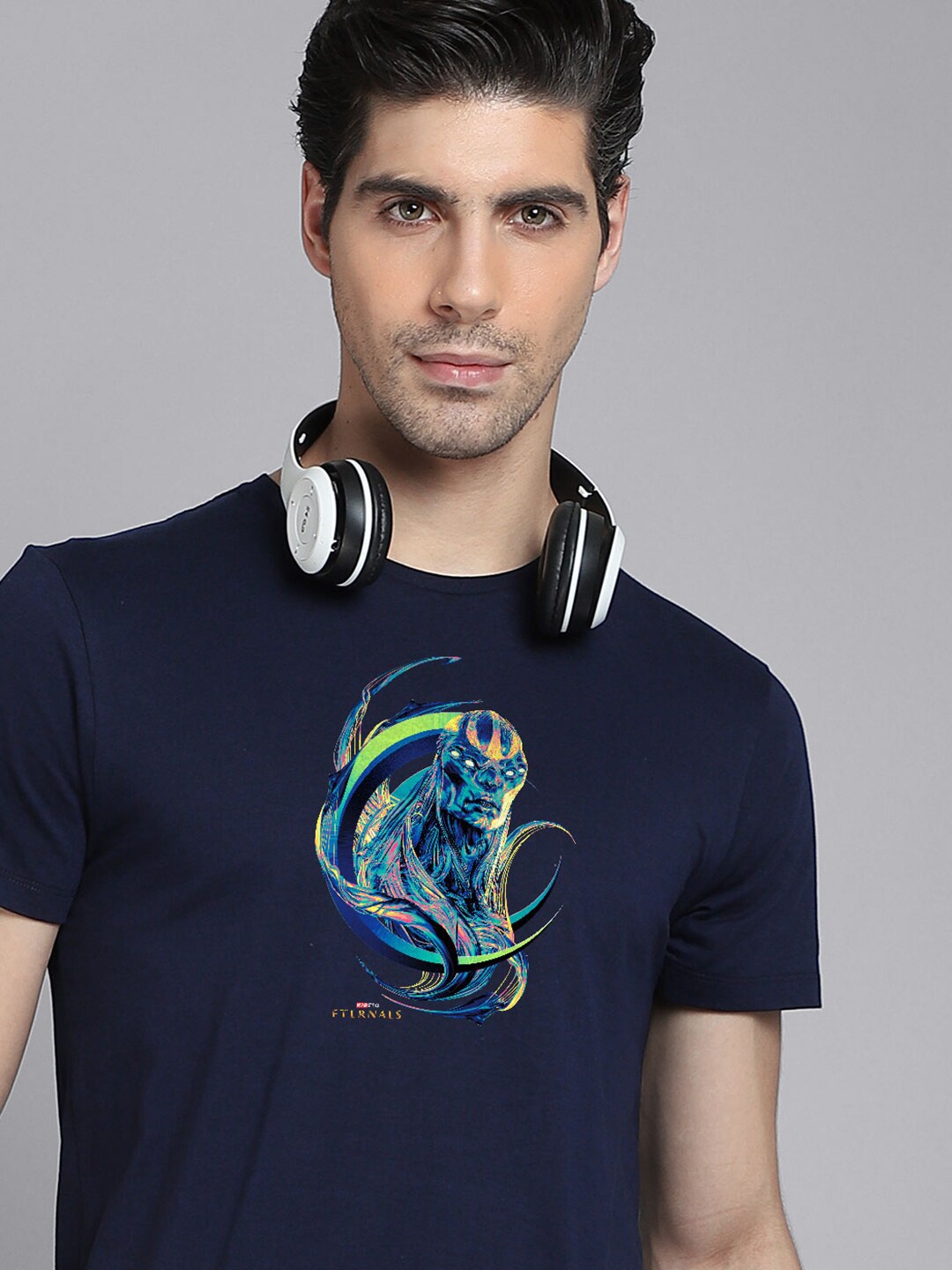 

Free Authority Men Navy Blue Marvel Eternals Printed Cotton T-shirt