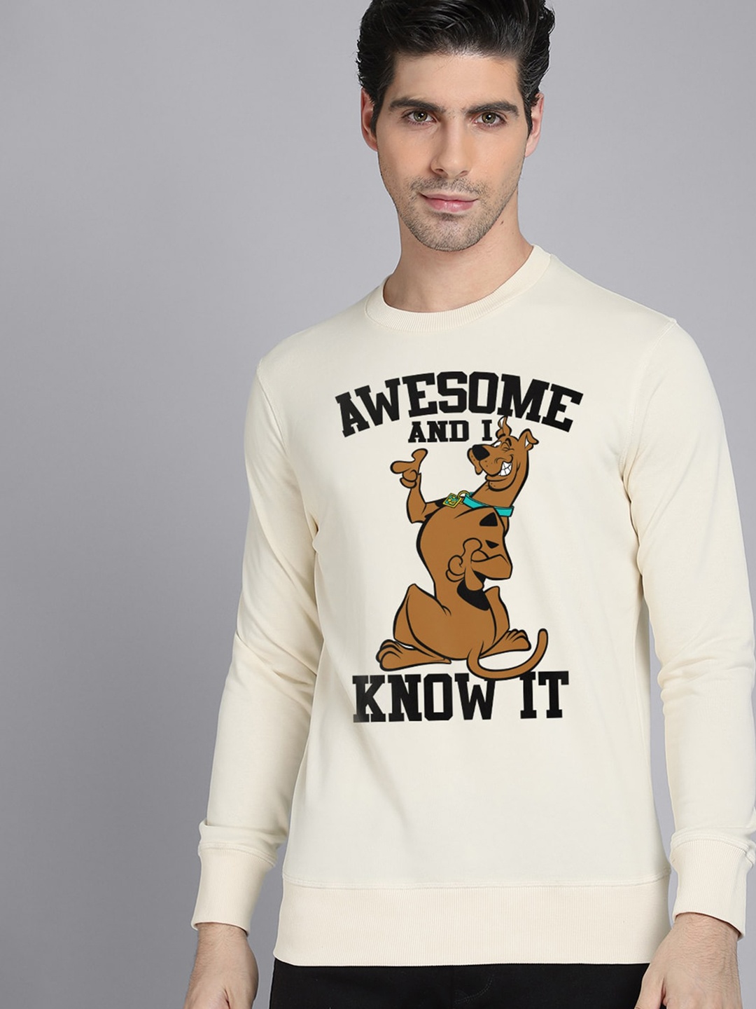 

Free Authority Men Off White & Brown Scooby-Doo Printed Sweatshirt