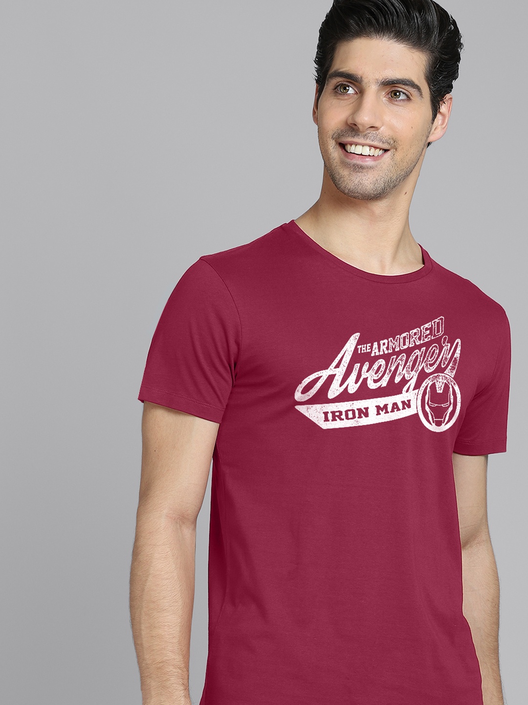 

Free Authority Men Red & White Marvel Comics Printed Pure Cotton T-shirt