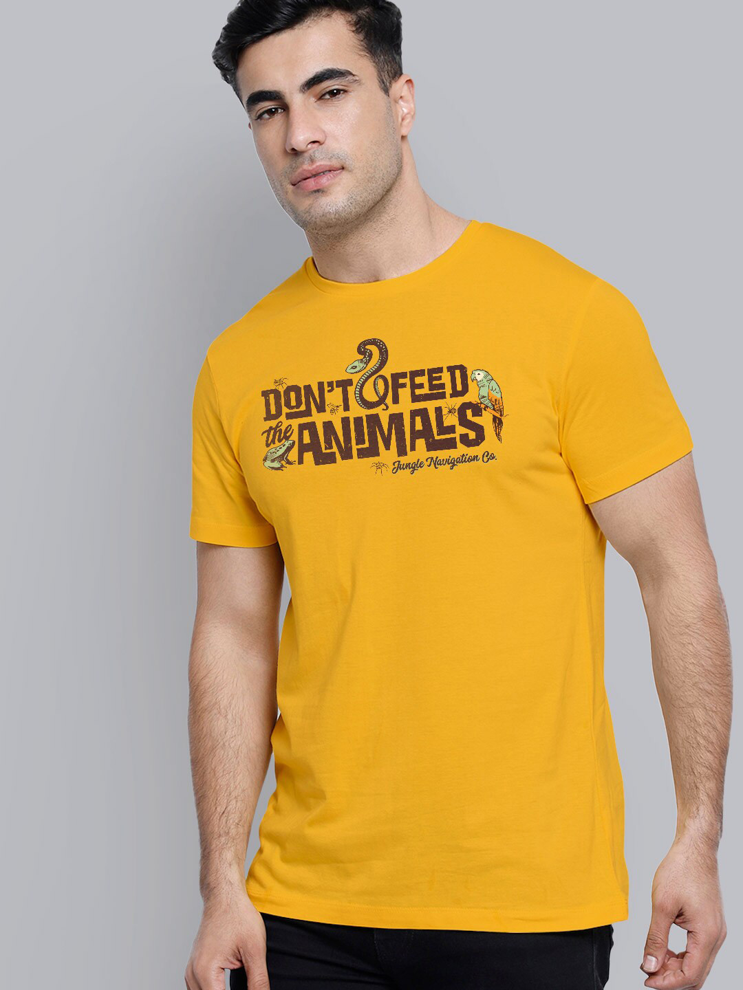 

Free Authority Jungle Cruise Men Yellow Typography Printed Cotton T-shirt
