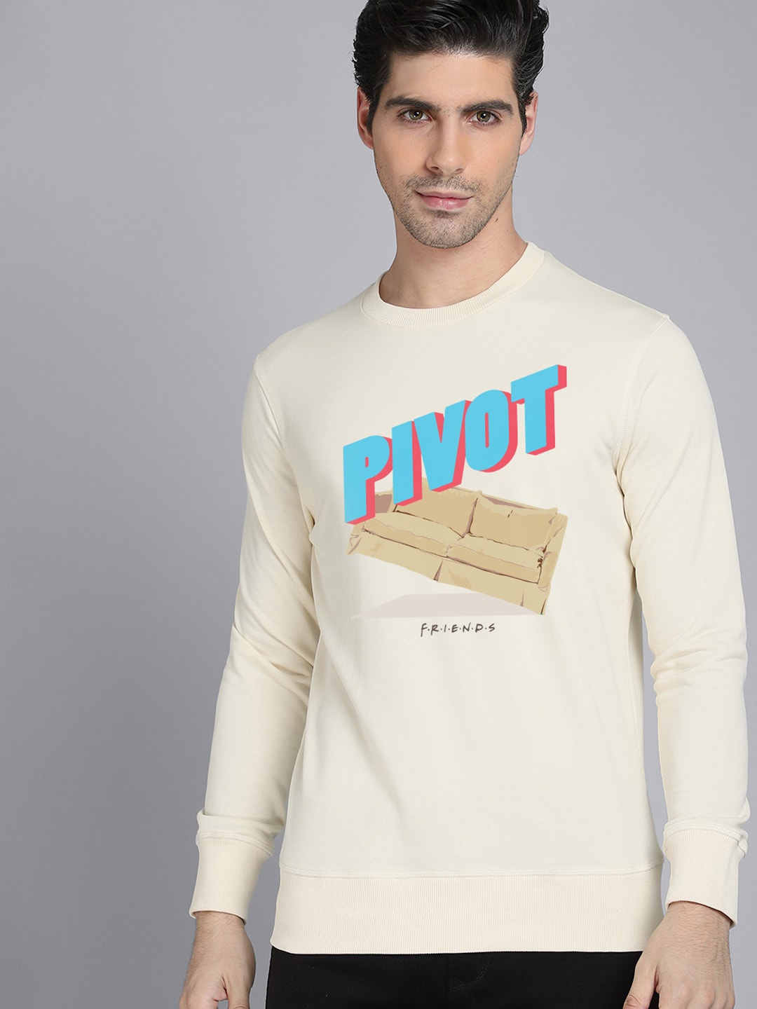 

Free Authority Men Off White & Blue Friends Printed Sweatshirt