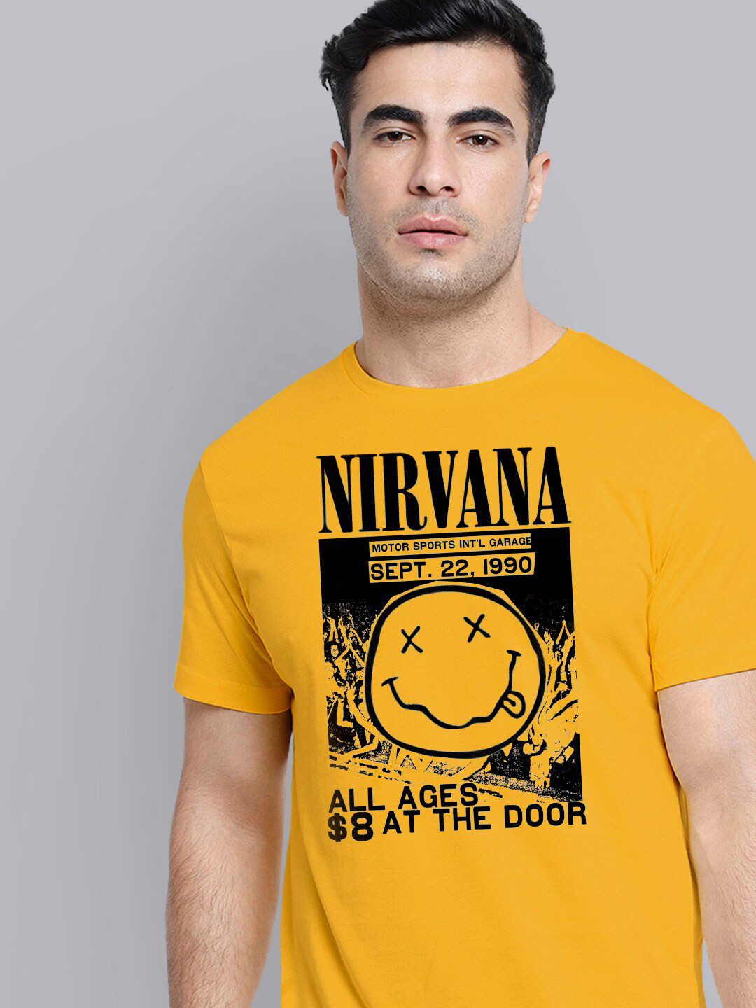 

Free Authority Nirvana Men Yellow Printed T-shirt