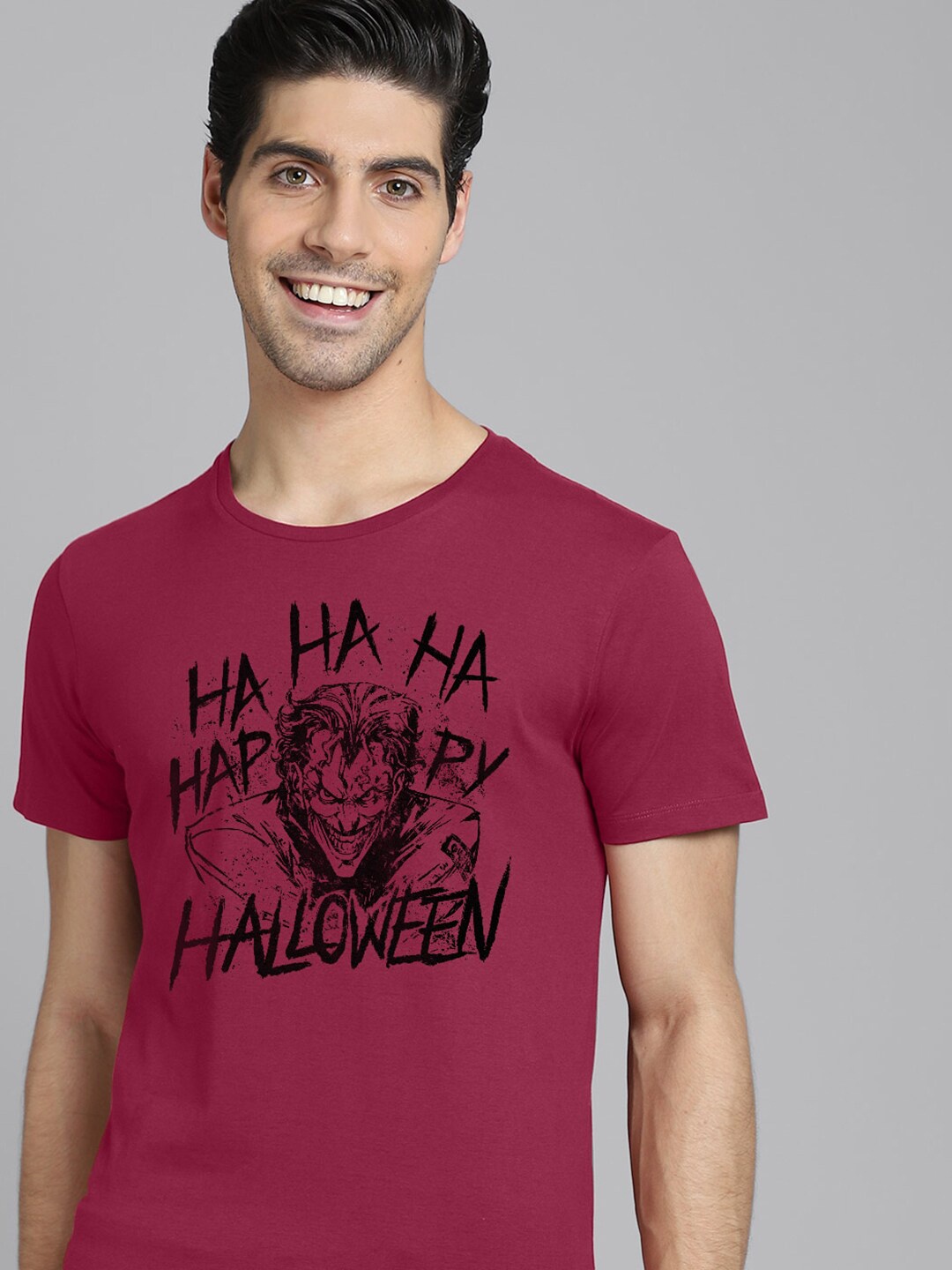 

Free Authority Men Red & Black Joker Printed Pure Cotton T-shirt