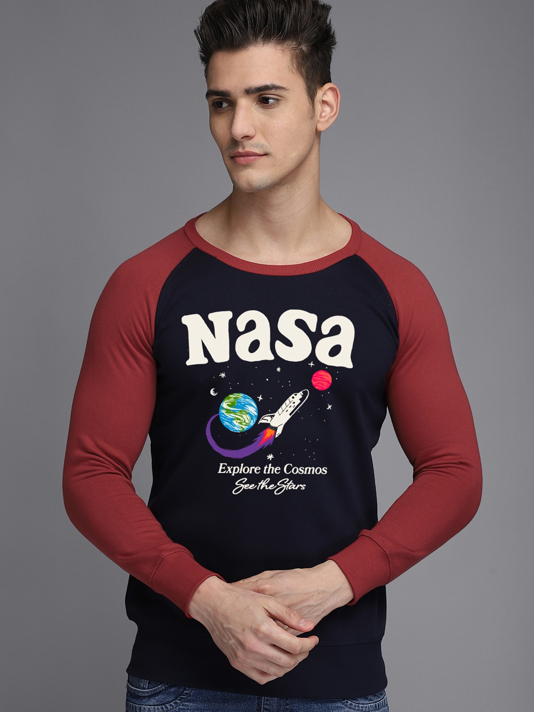 

Free Authority Nasa Men Blue Printed Sweatshirt