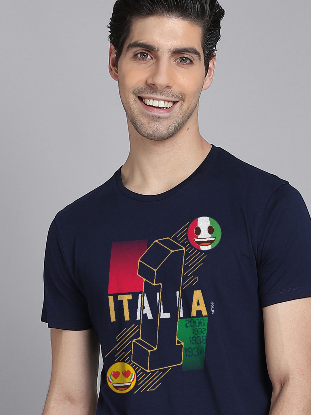 

Free Authority Men Navy Blue & Red Typography Printed T-shirt
