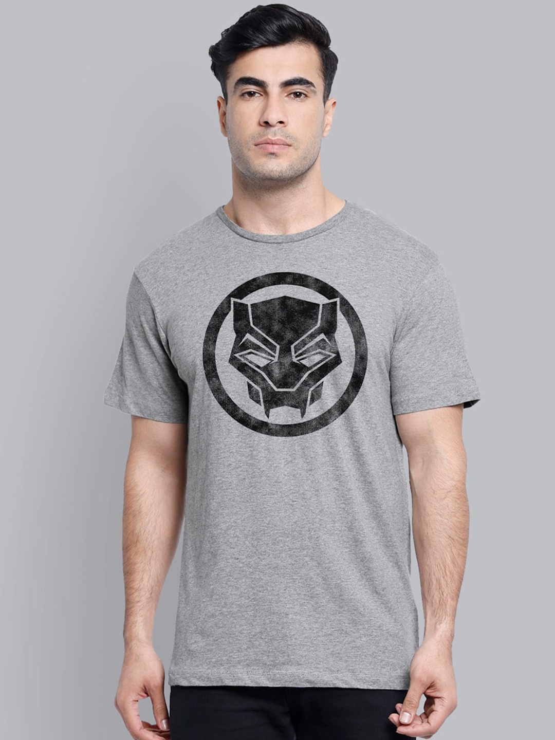 

Free Authority Black Panther Men Grey Printed T-shirt