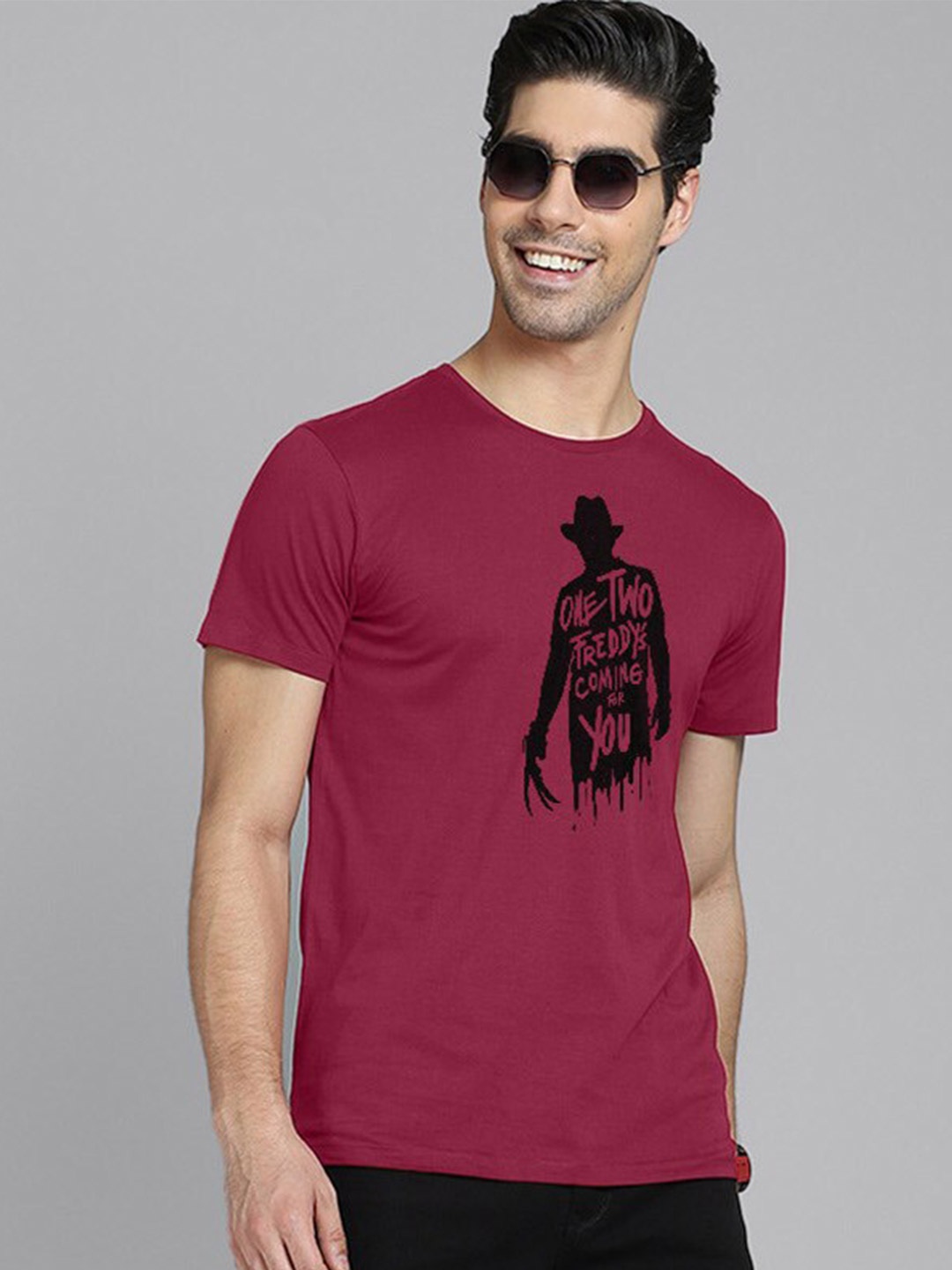 

Free Authority A Nightmare On Elm Street Men Red & Black Printed T-shirt