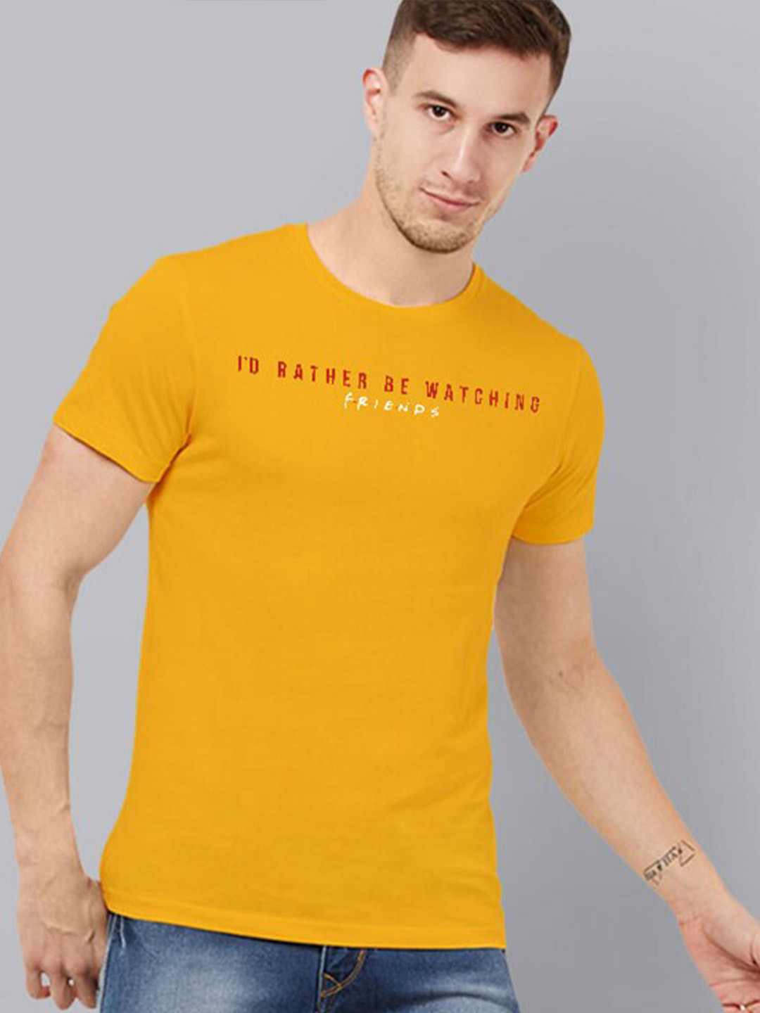 

Free Authority Friends Men Yellow Printed T-shirt