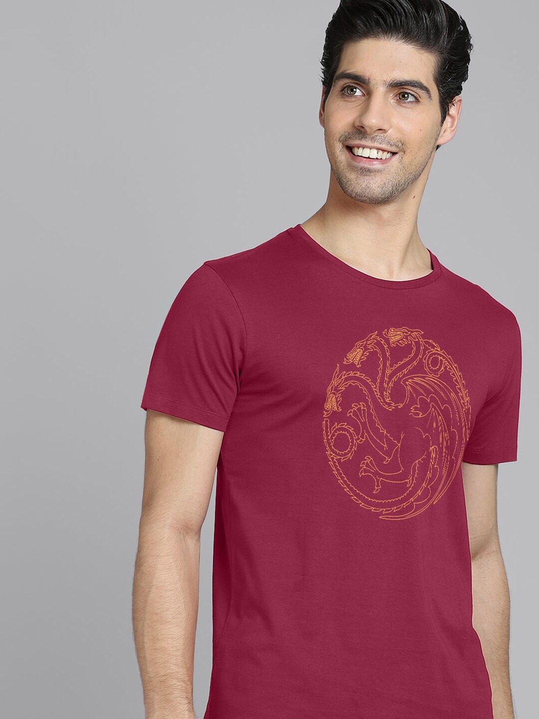 

Free Authority Game Of Thrones Men Red & Yellow Printed T-shirt