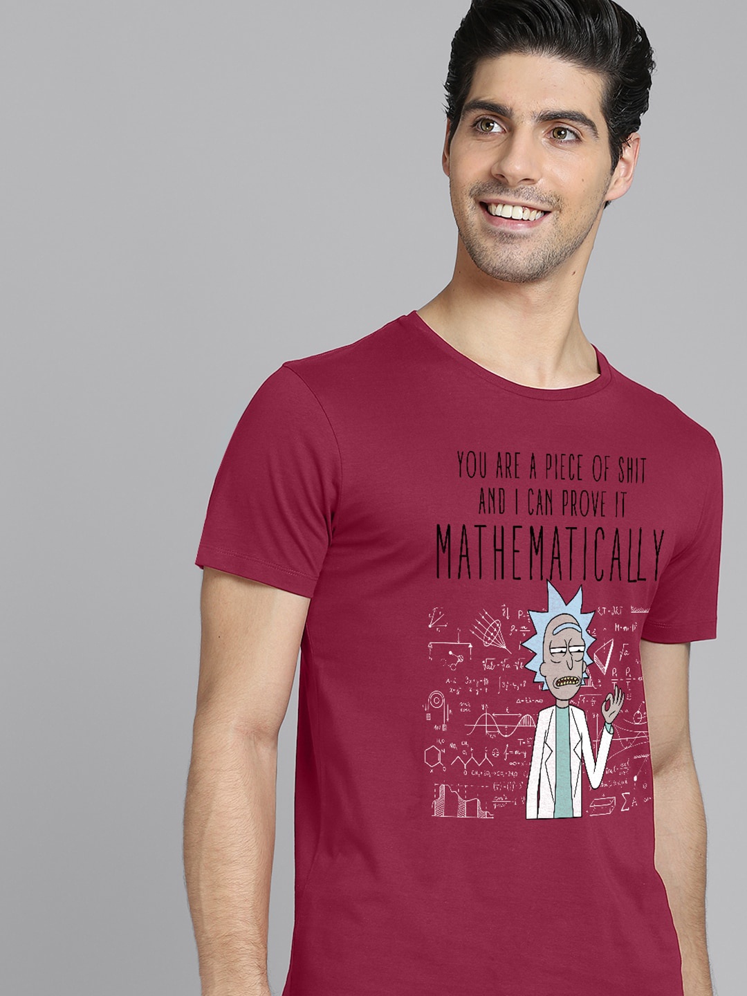

Free Authority Men Rick & Morty Maroon Printed T-shirt