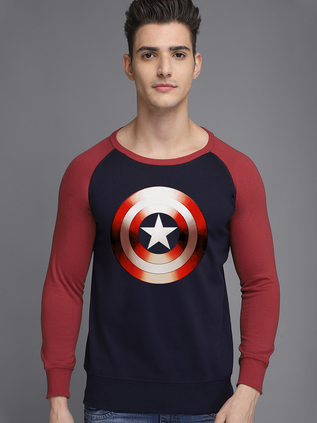 

Free Authority Captain America Men Blue Printed Sweatshirt