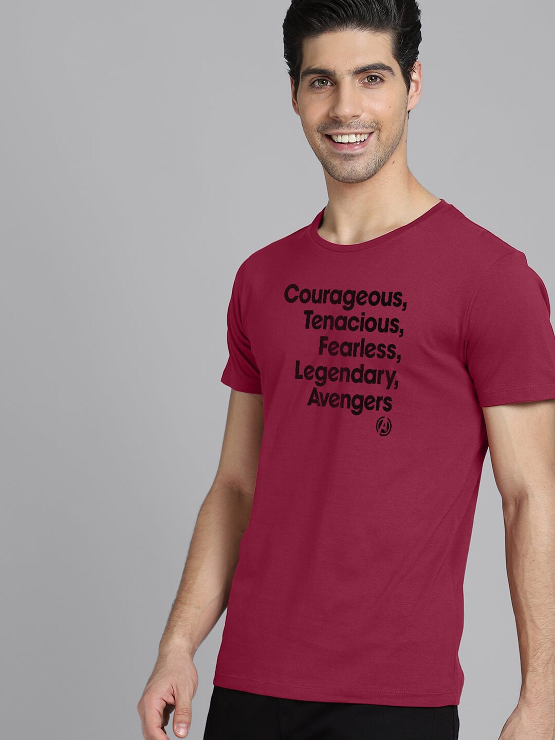 

Free Authority Men Red & Black Avengers Printed Pure Cotton T-shirt