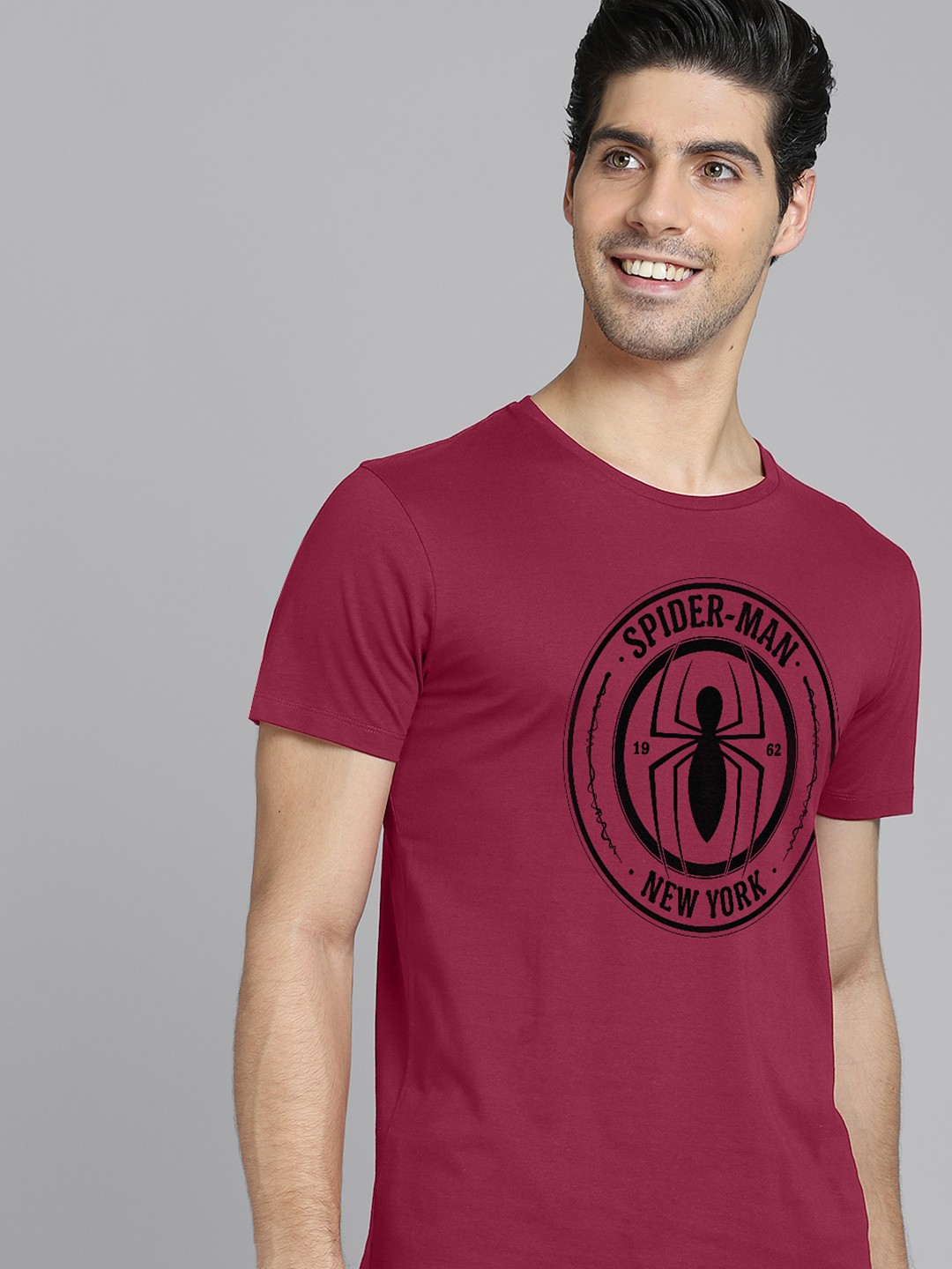 

Free Authority Men Maroon Spiderman Printed Cotton T-shirt