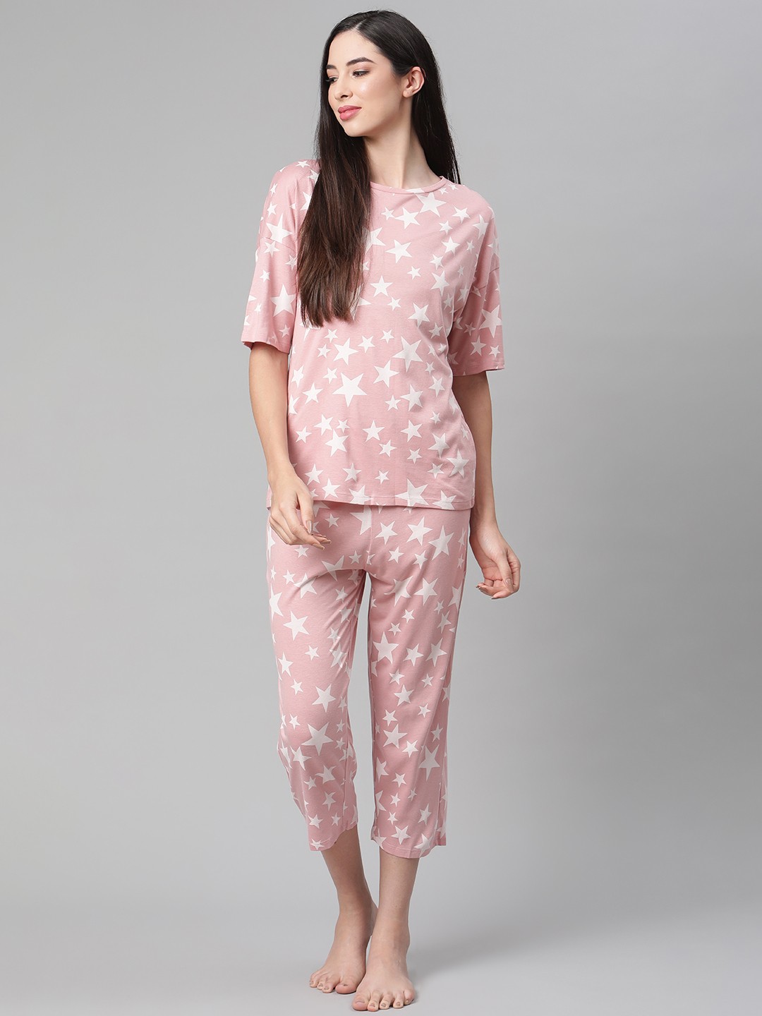 

Marks & Spencer Women Pink Printed Night suit
