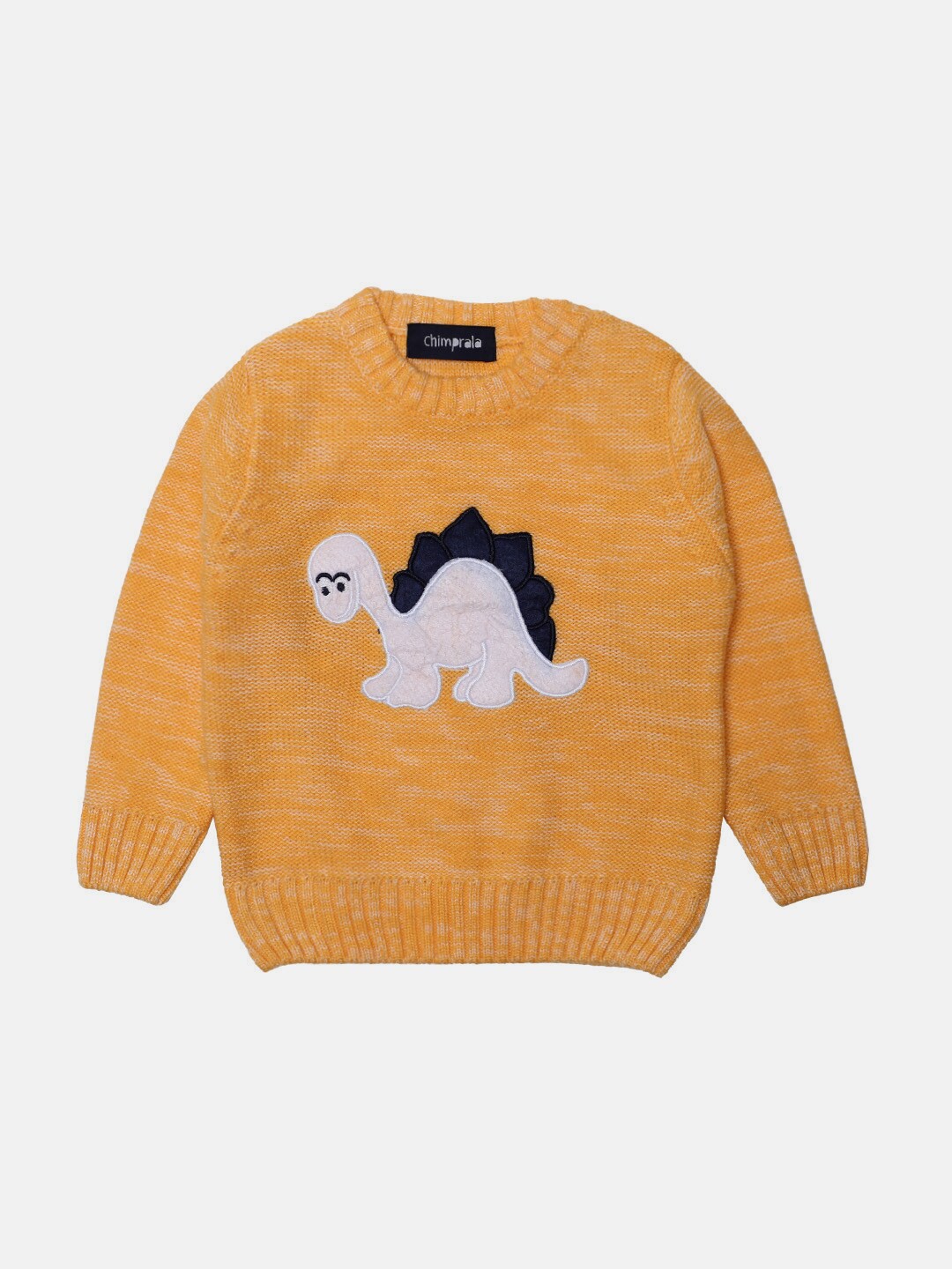 

CHIMPRALA Boys Yellow & White Animal Pullover with Applique Detail
