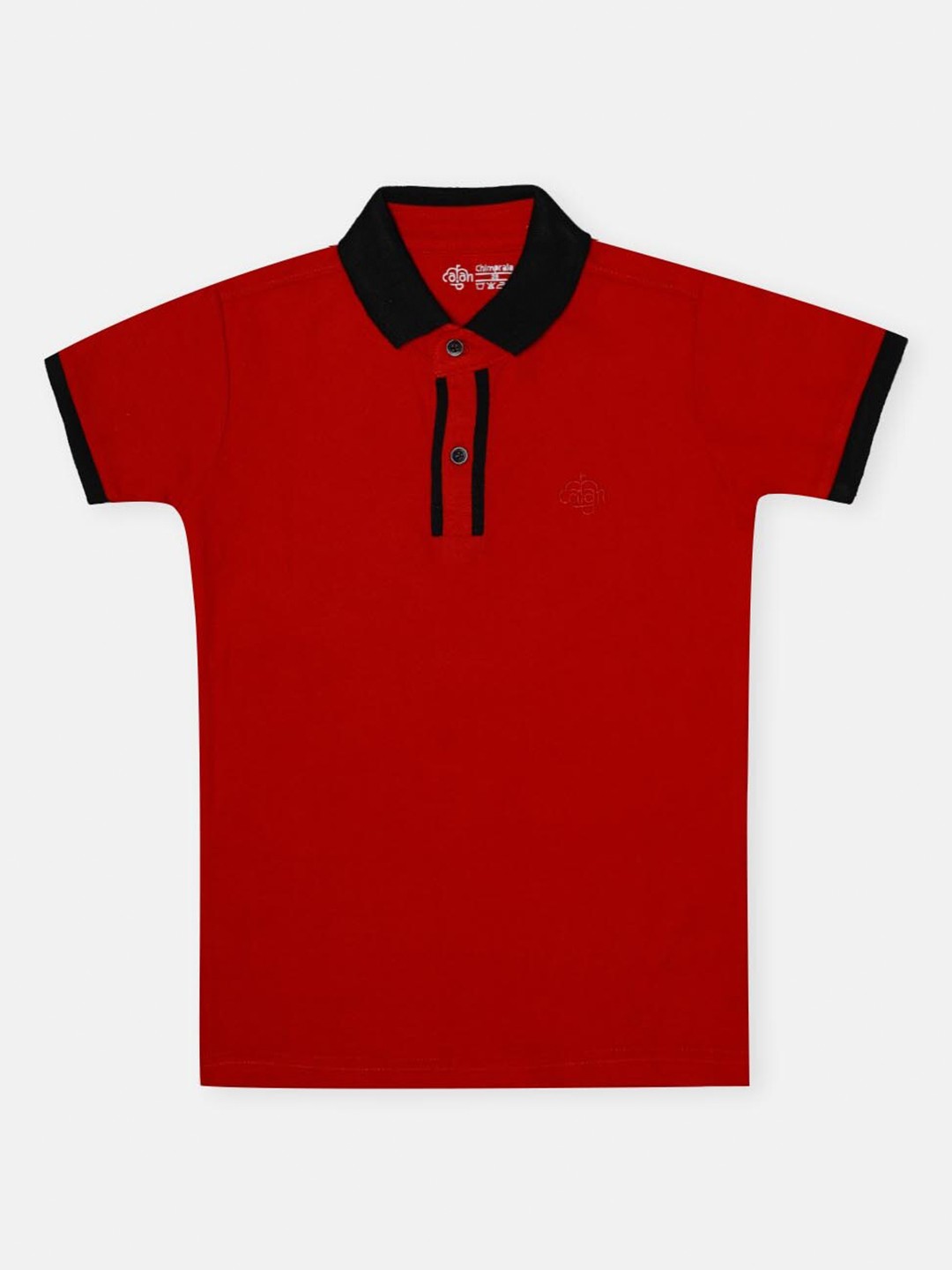 

CHIMPRALA Boys Red Cotton Solid Polo Collar Antimicrobial T-shirt