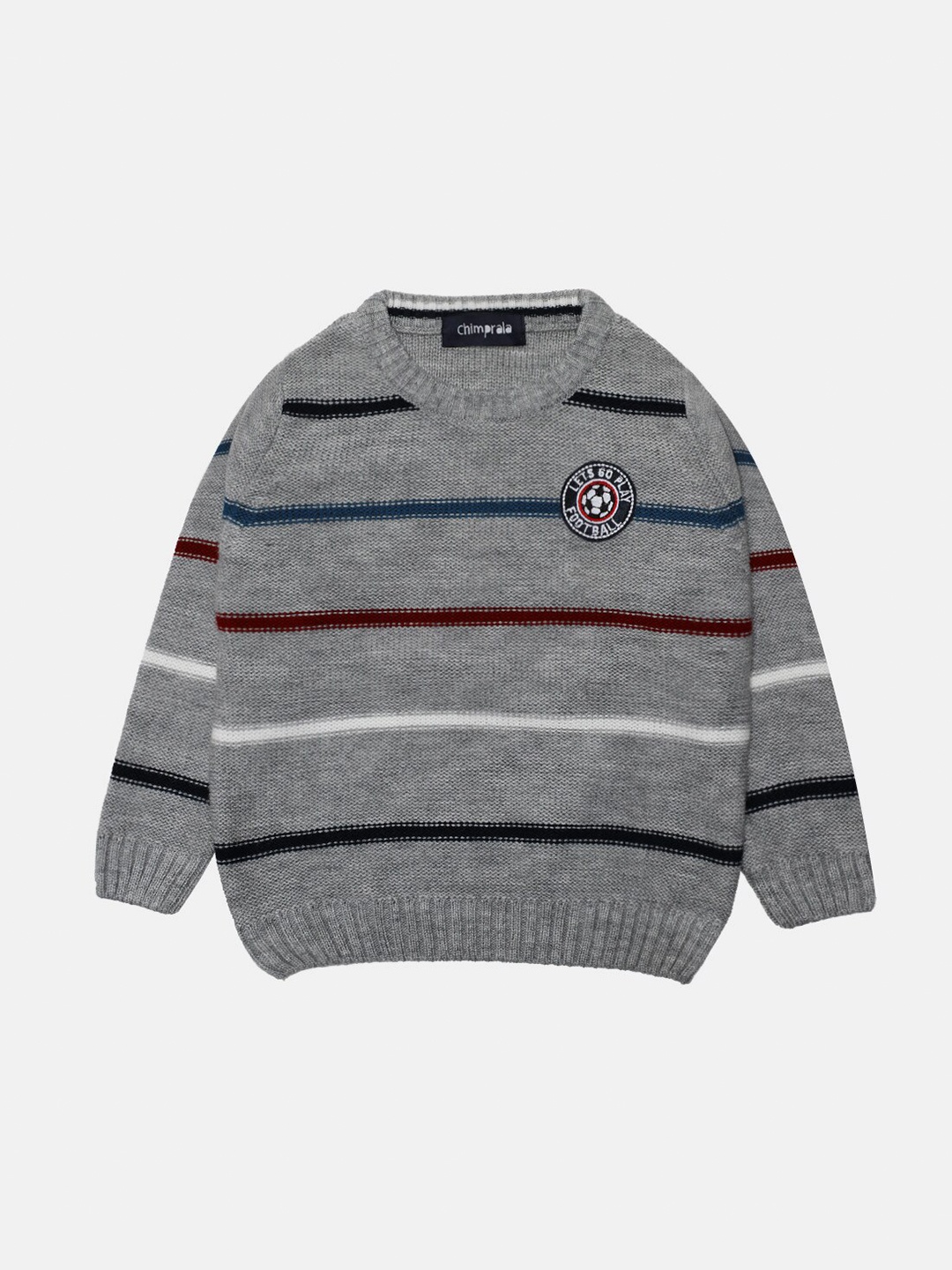 

CHIMPRALA Boys Grey & Maroon Striped Pullover