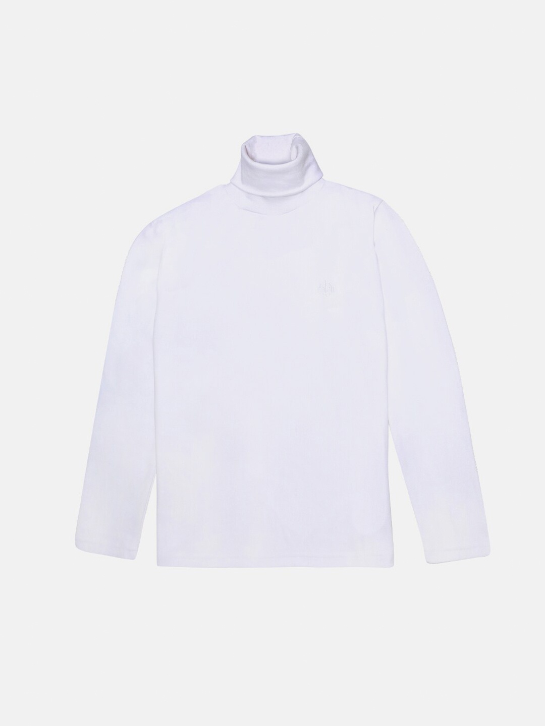 

CHIMPRALA Boys White Solid Cotton High Neck Antimicrobial T-shirt