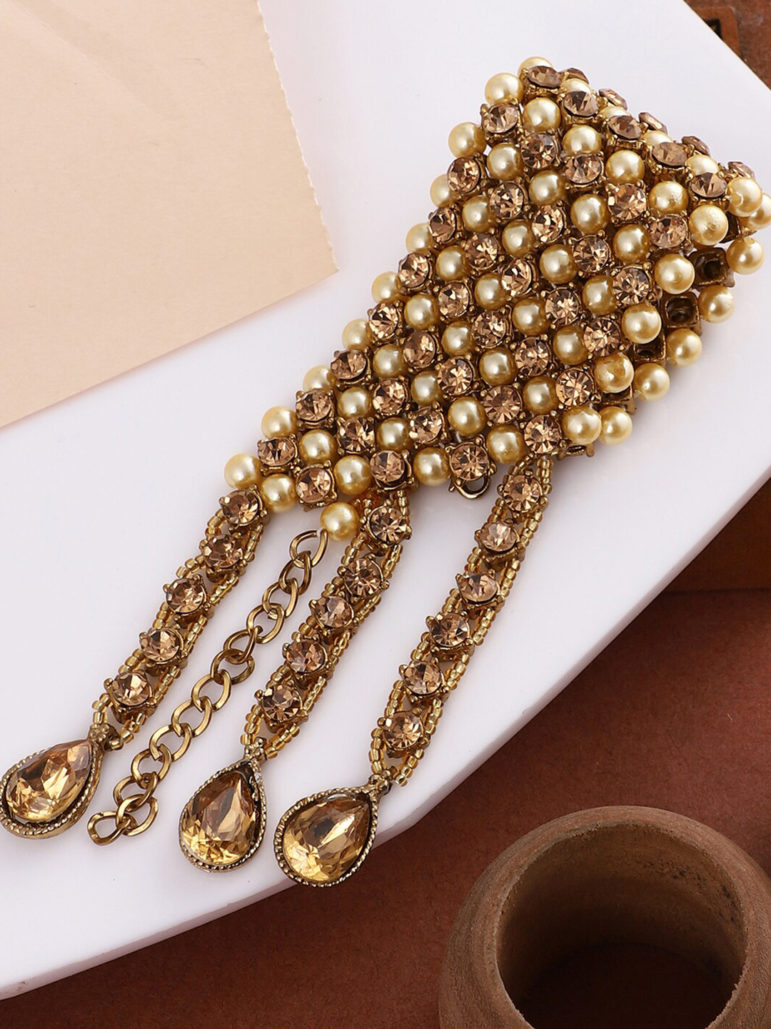 

ANIKAS CREATION Women Gold-Toned Brass Handcrafted Gold-Plated Wraparound Bracelet