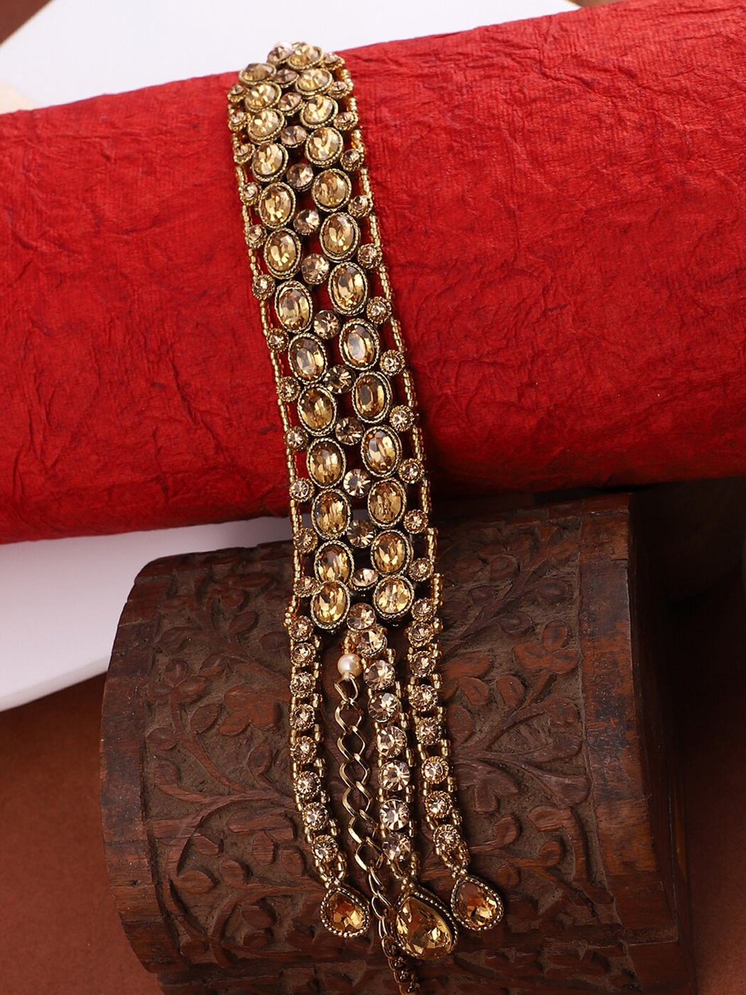 

ANIKAS CREATION Women Gold-Toned Brass Handcrafted Gold-Plated Wraparound Bracelet