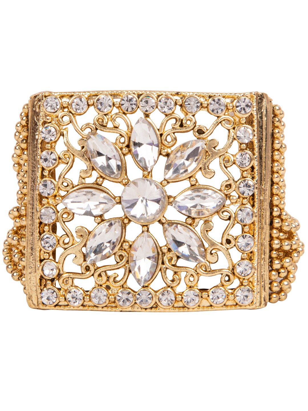 

ANIKAS CREATION Women Gold-Plated & White Brass Wraparound Bracelet