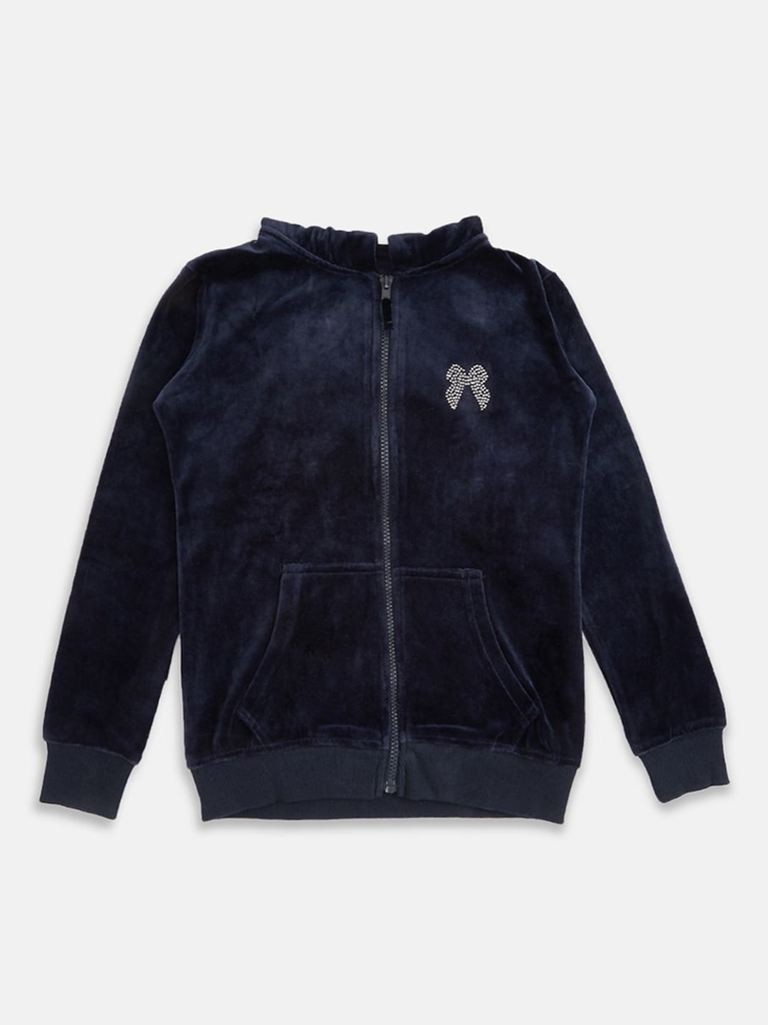 

Pantaloons Junior Girls Navy Blue Velvet Finish Sweatshirt