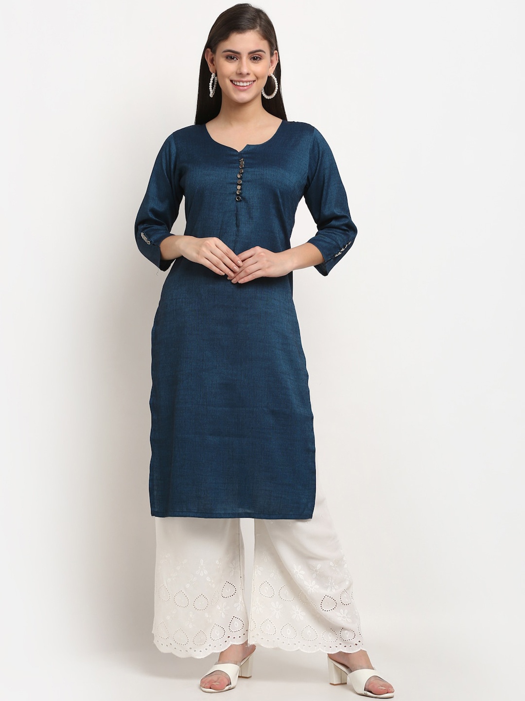 

GRACIT Women Blue Regular Kurti with Palazzos