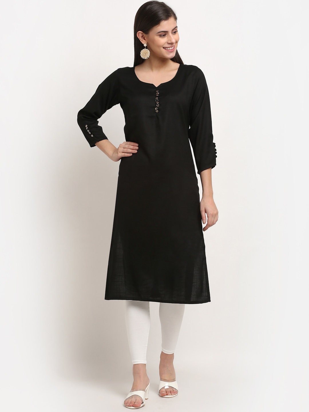 

GRACIT Women Black Regular Kurta with Churidar