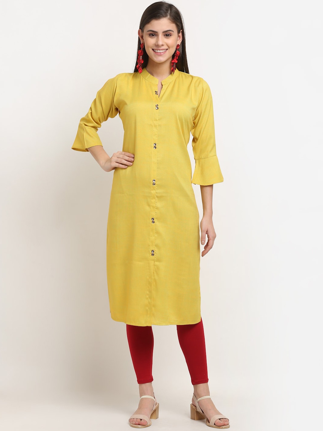 

GRACIT Women Yellow Regular Kurta with Churidar
