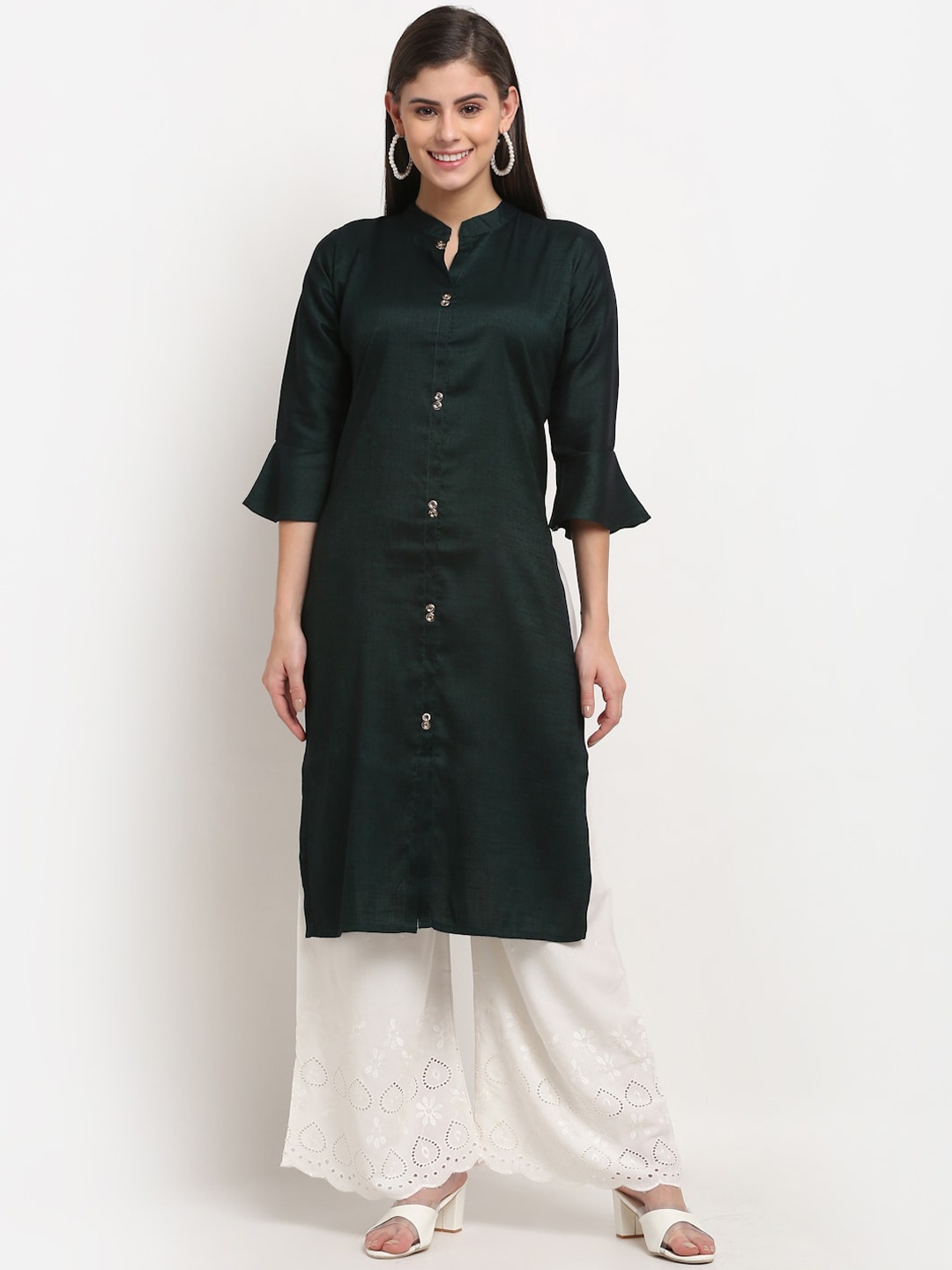 

GRACIT Women Green Regular Kurti with Palazzos