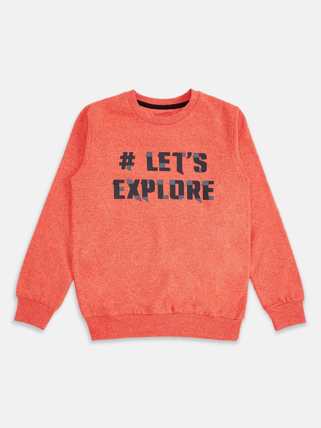 

Pantaloons Junior Boys Coral Orange & Black Printed Sweatshirt