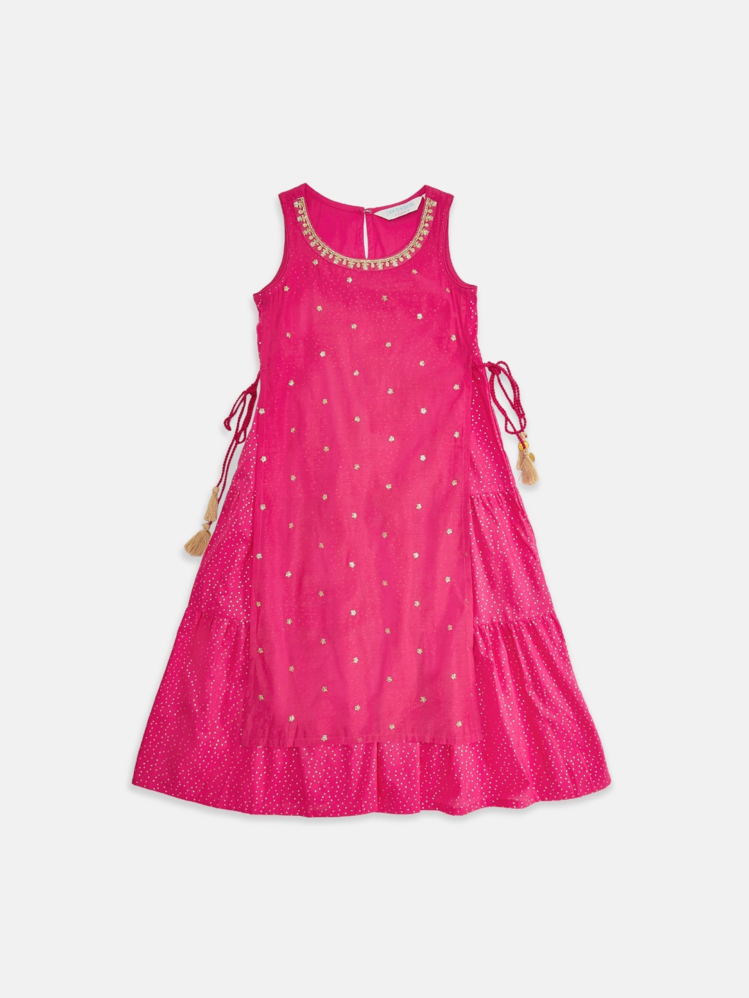 

AKKRITI BY PANTALOONS Girls Fuchsia Embellished A-Line Dress