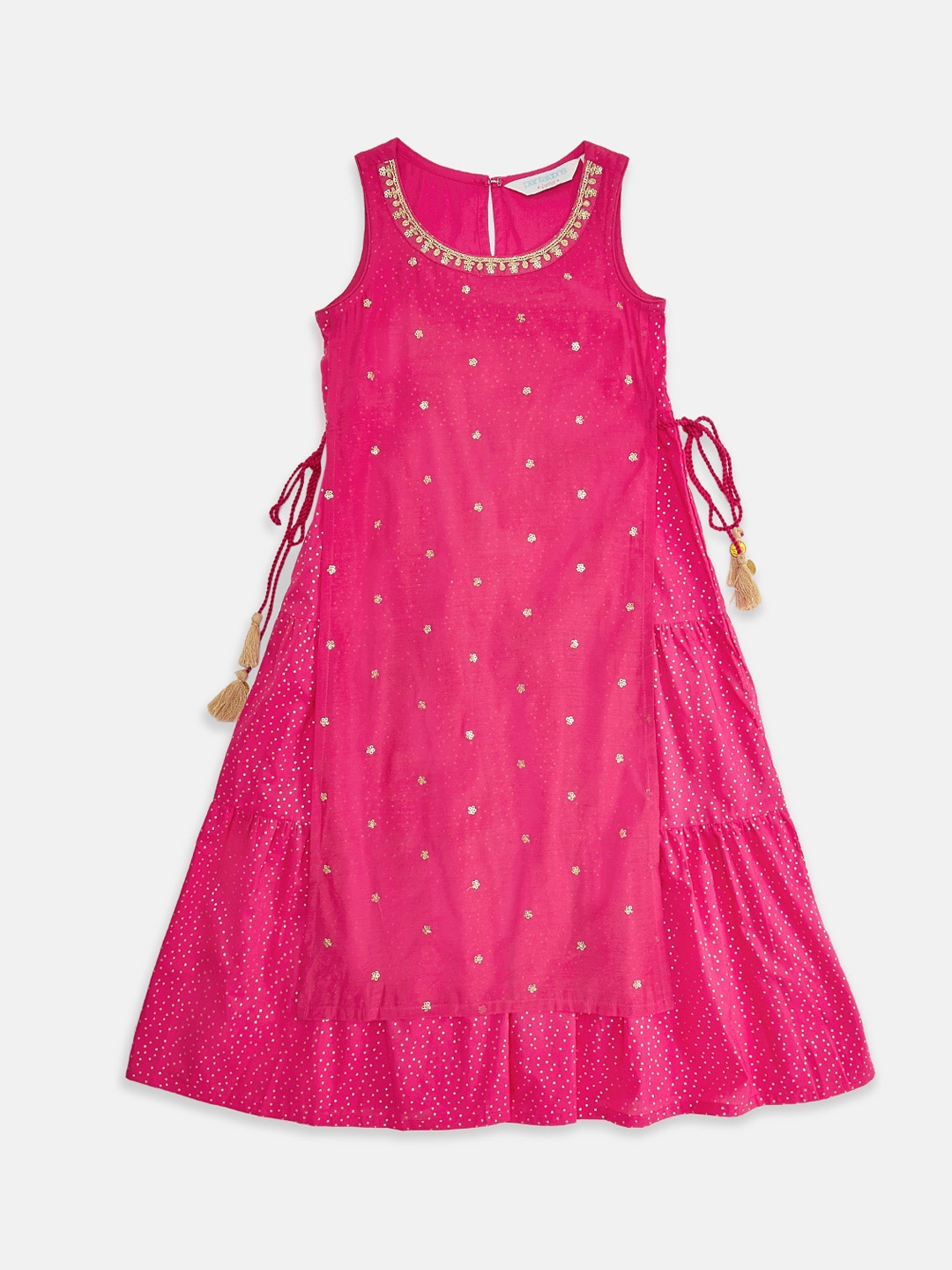 

AKKRITI BY PANTALOONS Fuchsia Embellished A-Line Dress