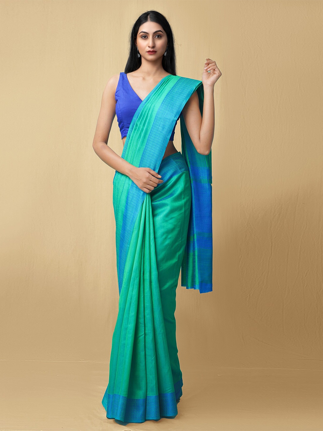 

Unnati Silks Women Green & Blue Mysore Sico Saree