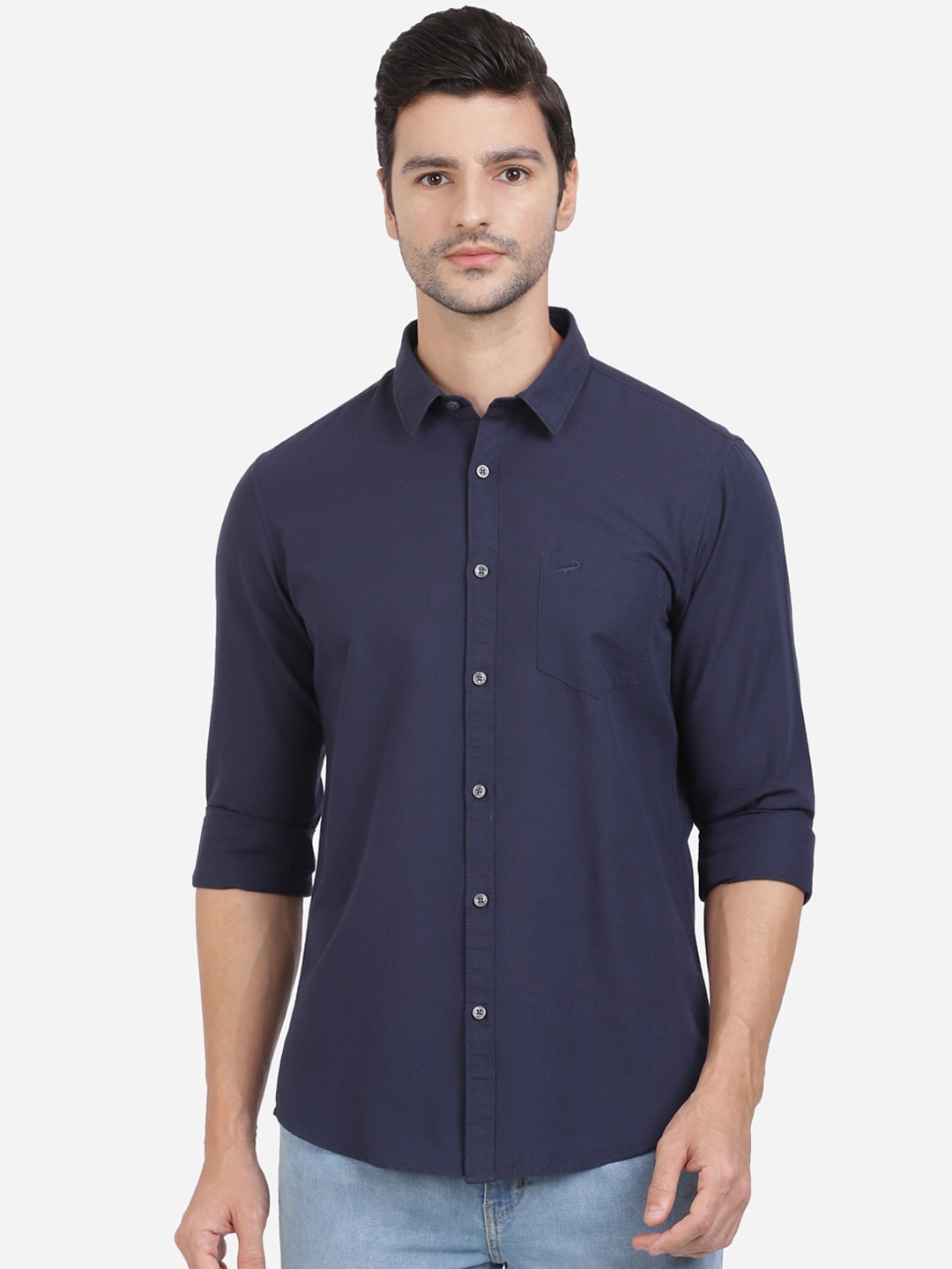 

Crocodile Men Navy Blue Slim Fit Opaque Casual Shirt