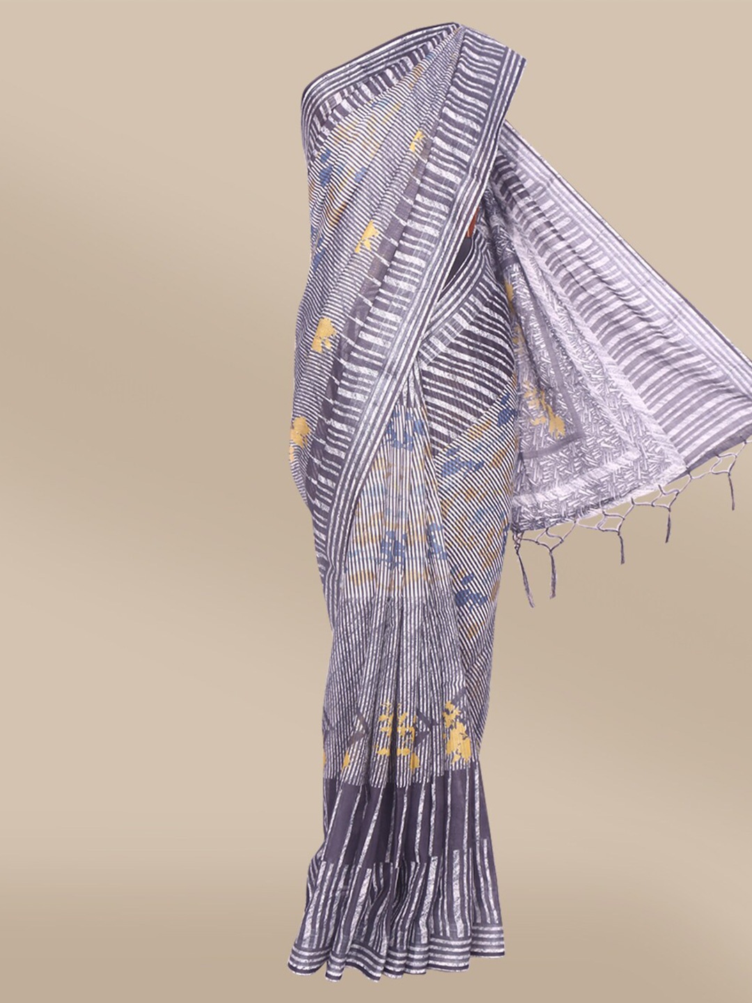 

The Chennai Silks Black & White Striped Saree