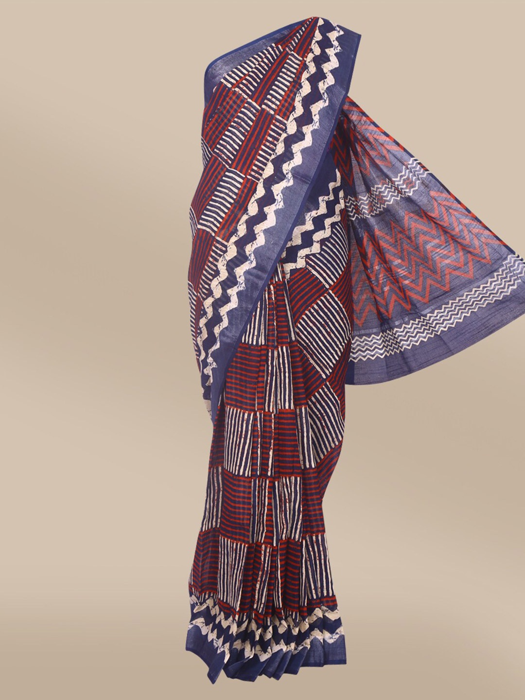 

The Chennai Silks Red & Navy Blue Pure Cotton Saree