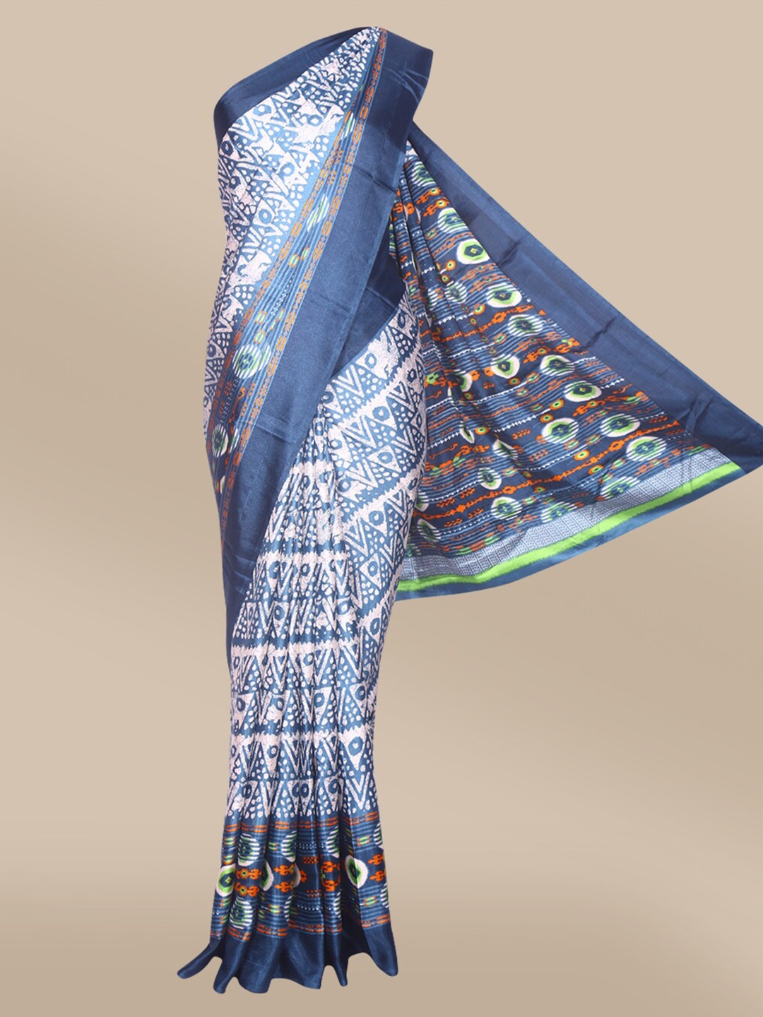 

The Chennai Silks Blue & Green Satin Saree