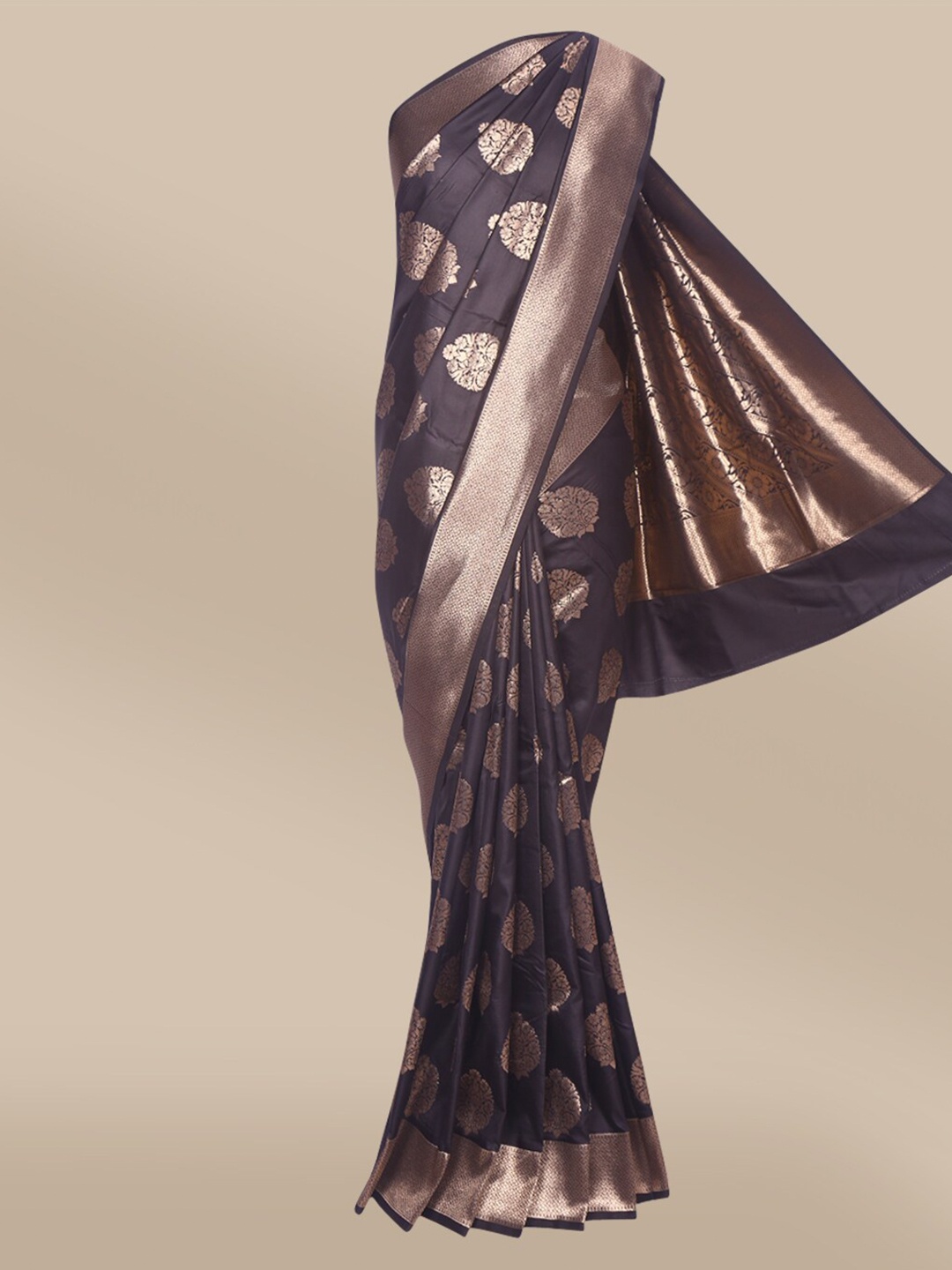

The Chennai Silks Black & Beige Woven Design Zari Art Silk Banarasi Saree