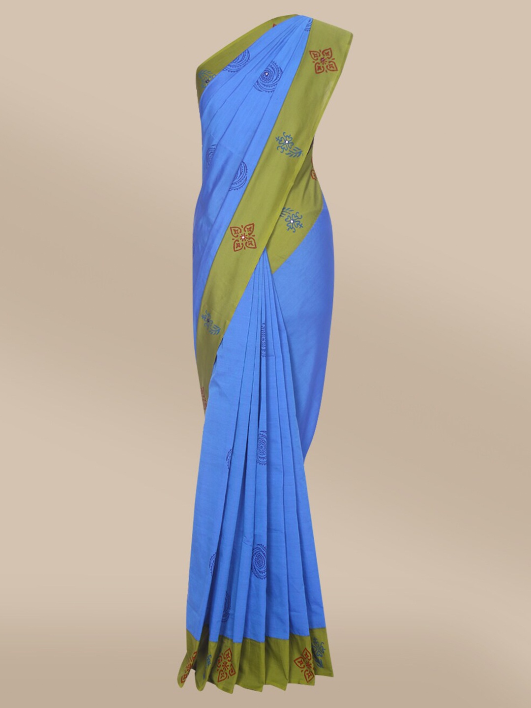 

The Chennai Silks Blue & Green Floral Saree