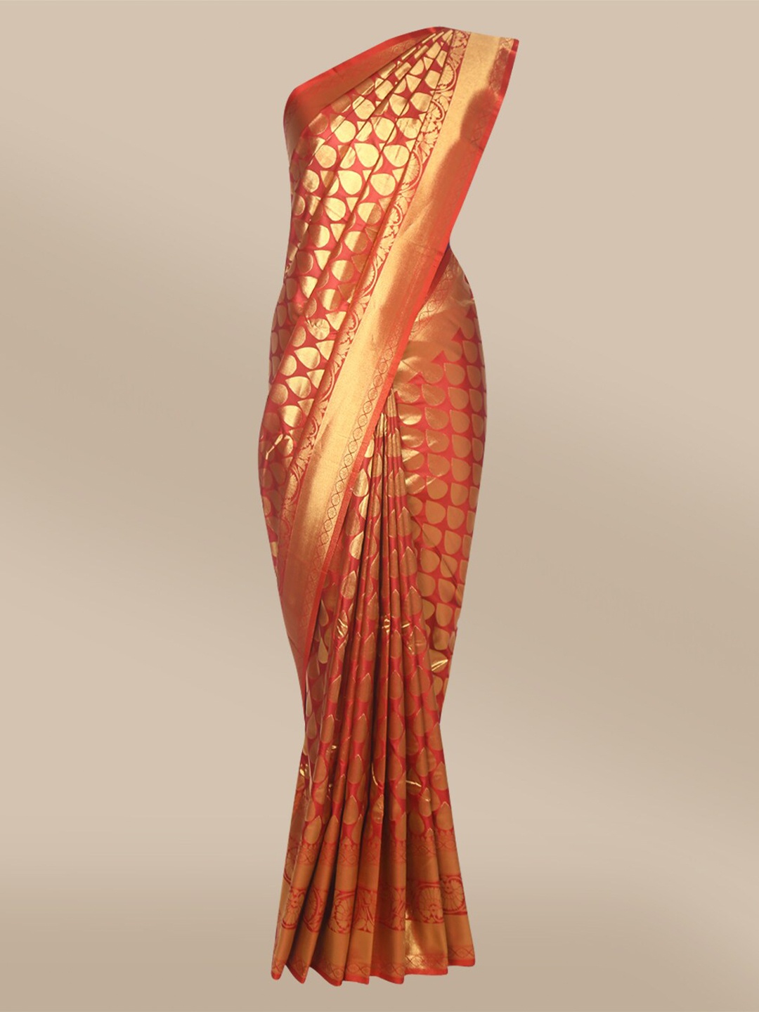 

The Chennai Silks Maroon & Gold-Toned Ethnic Motifs Zari Art Silk Banarasi Saree