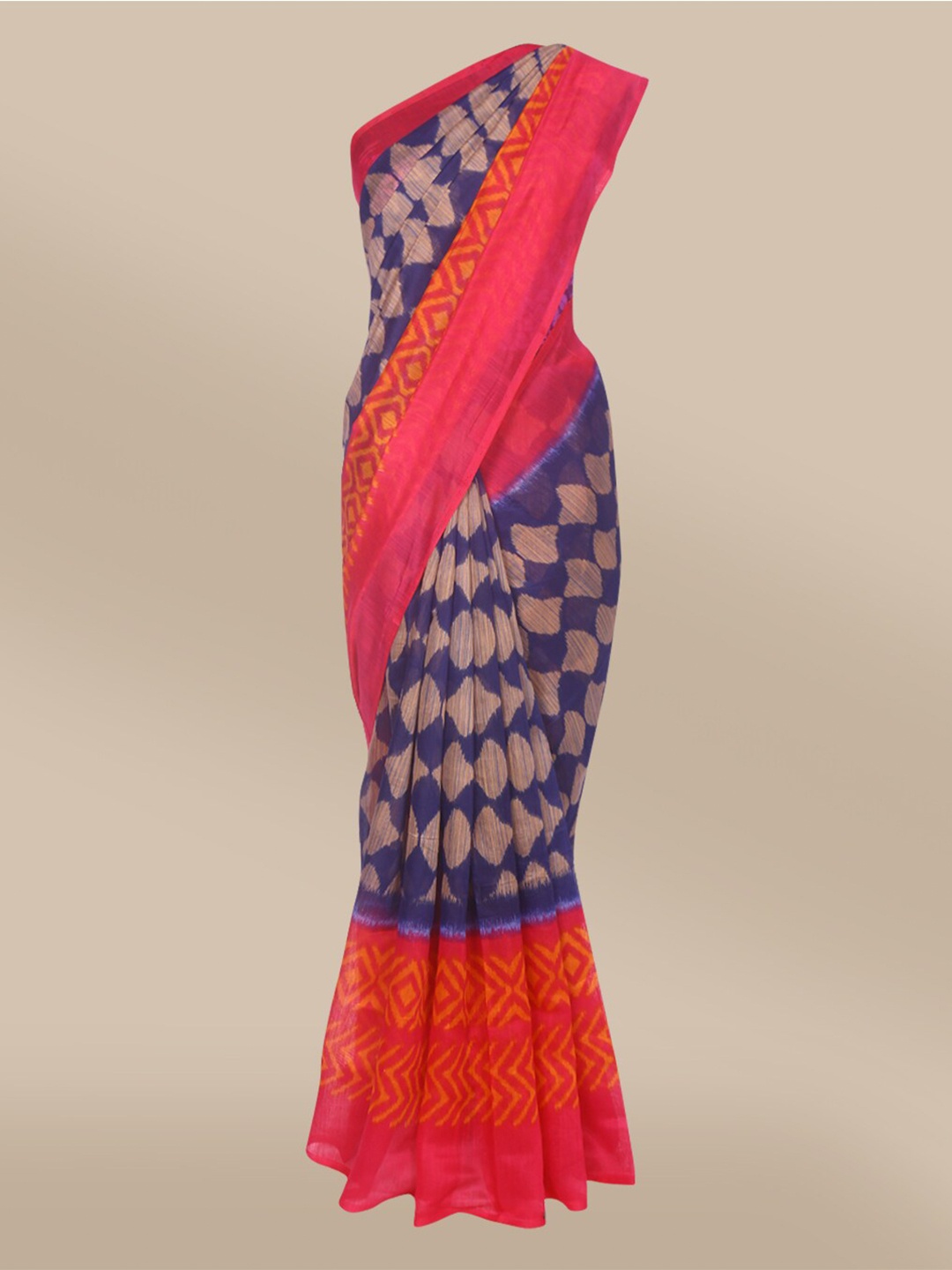 

The Chennai Silks Navy Blue & Pink Bhagalpuri Saree
