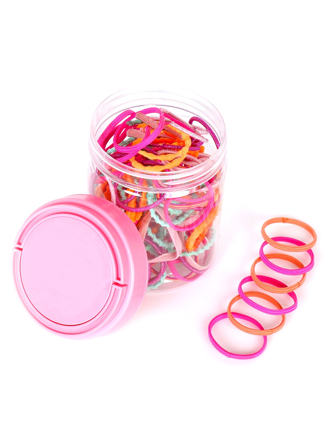 

Yellow Chimes Girls Set of 100 Multicoloured Ponytail Holders with Storage Box, Multi