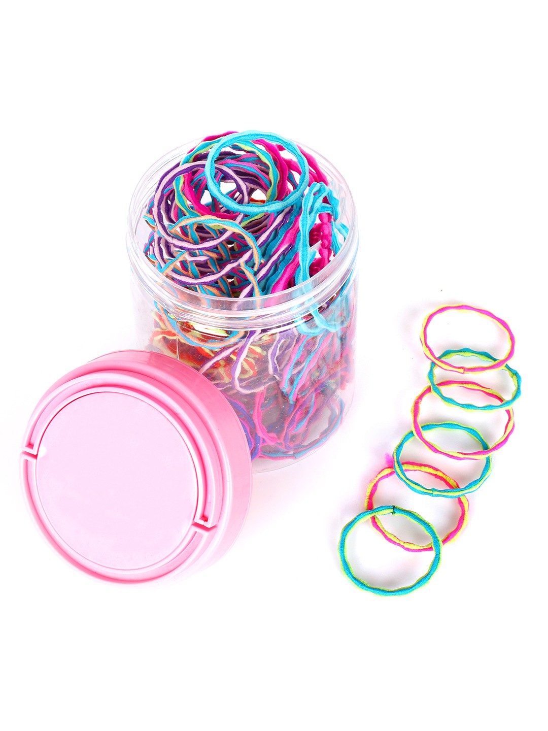 

Yellow Chimes Girls Pack of 100 Multicoloured Ponytail Holders with Storage Box, Multi